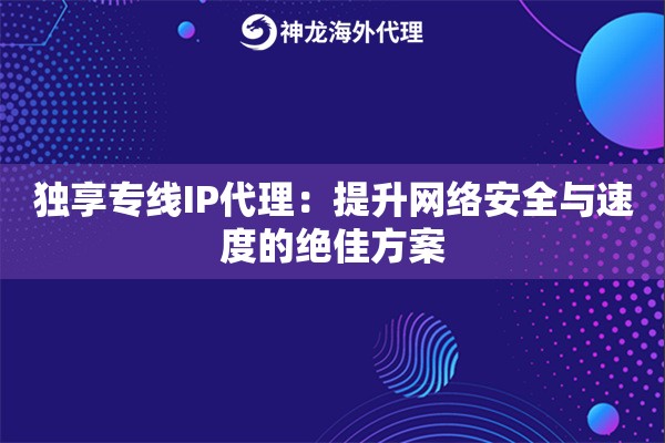 独享专线IP代理：提升网络安全与速度的绝佳方案