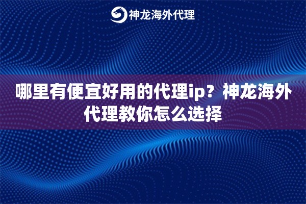 哪里有便宜好用的代理ip？神龙海外代理教你怎么选择