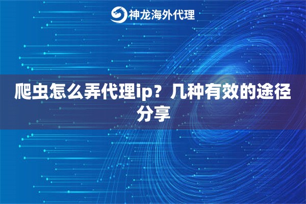 爬虫怎么弄代理ip？几种有效的途径分享