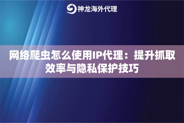 网络爬虫怎么使用IP代理：提升抓取效率与隐私保护技巧