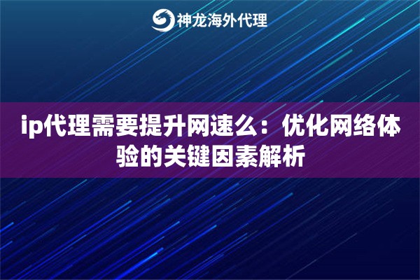 ip代理需要提升网速么：优化网络体验的关键因素解析