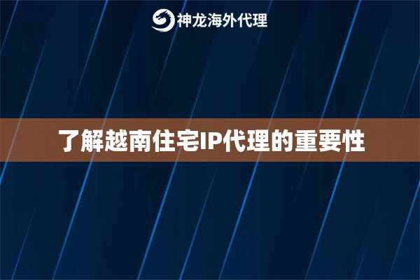 了解越南住宅IP代理的重要性