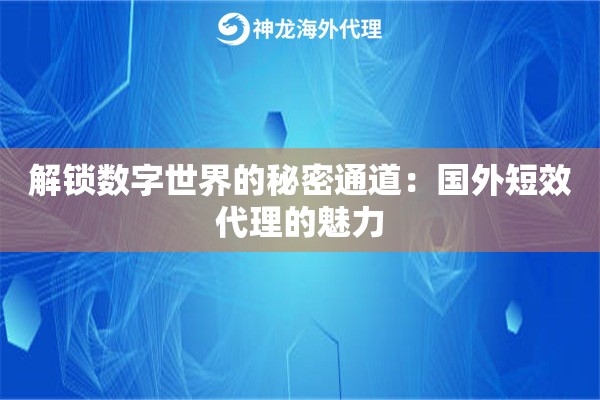 解锁数字世界的秘密通道：国外短效代理的魅力