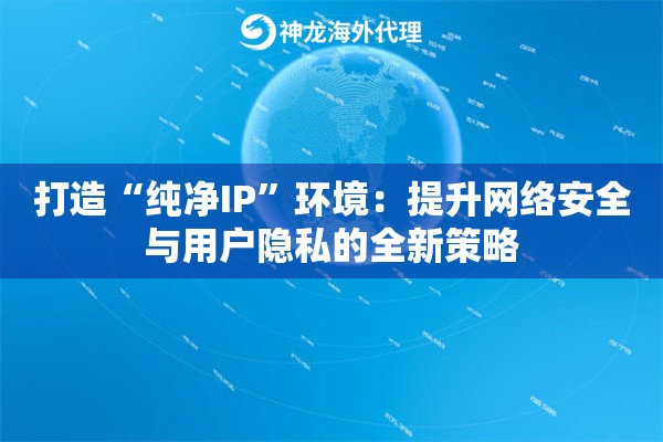 打造“纯净IP”环境：提升网络安全与用户隐私的全新策略