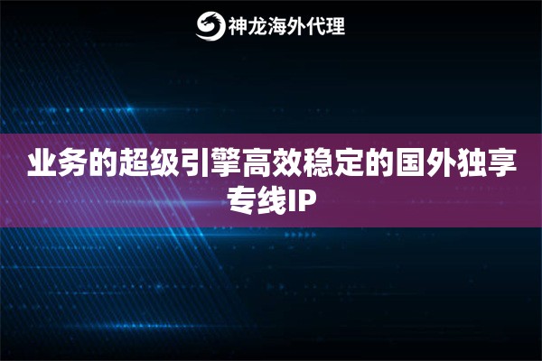 业务的超级引擎高效稳定的国外独享专线IP