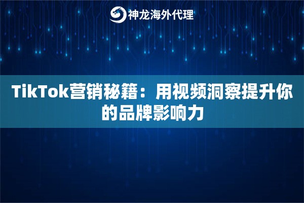 TikTok营销秘籍：用视频洞察提升你的品牌影响力