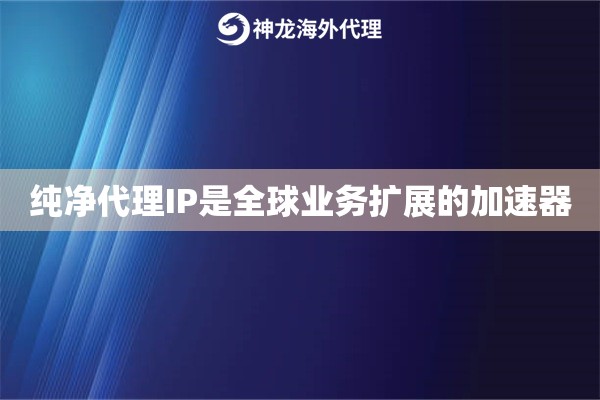 纯净代理IP是全球业务扩展的加速器