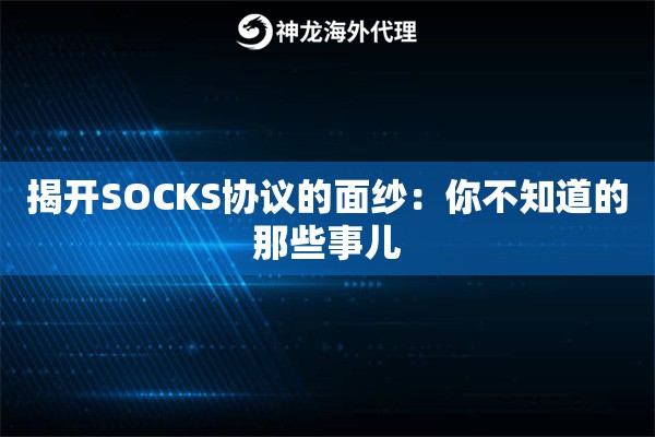 揭开SOCKS协议的面纱：你不知道的那些事儿