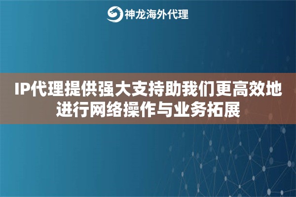 IP代理提供强大支持助我们更高效地进行网络操作与业务拓展