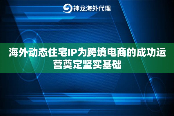 海外动态住宅IP为跨境电商的成功运营奠定坚实基础