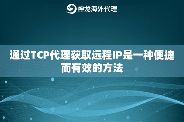 通过TCP代理获取远程IP是一种便捷而有效的方法