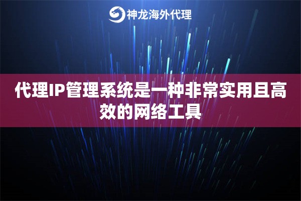 代理IP管理系统是一种非常实用且高效的网络工具