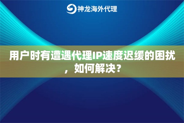 用户时有遭遇代理IP速度迟缓的困扰，如何解决？