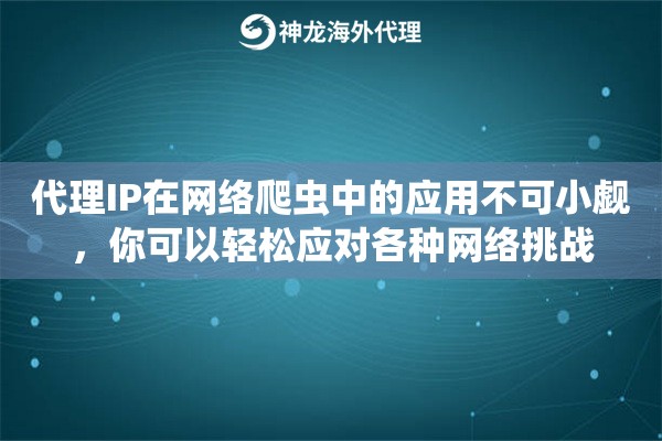 代理IP在网络爬虫中的应用不可小觑，你可以轻松应对各种网络挑战