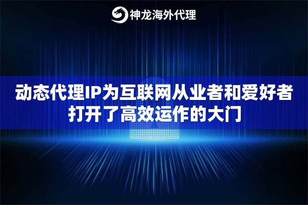 动态代理IP为互联网从业者和爱好者打开了高效运作的大门