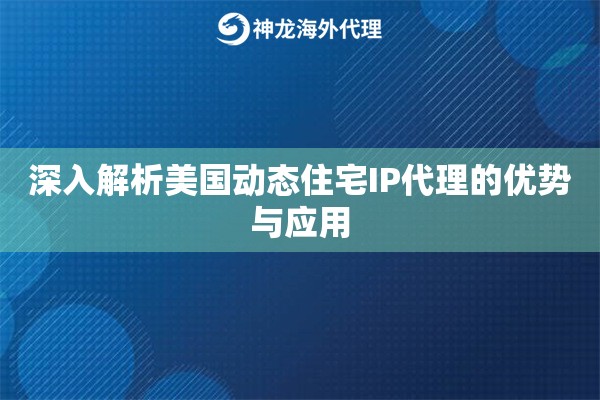 深入解析美国动态住宅IP代理的优势与应用