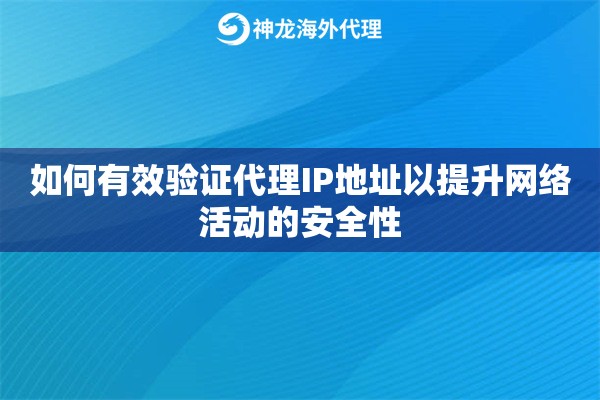 如何有效验证代理IP地址以提升网络活动的安全性