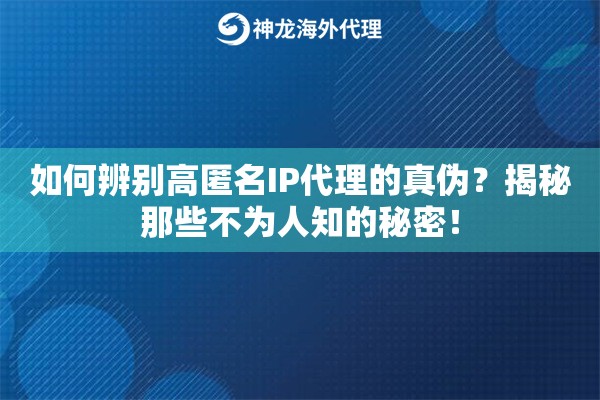 如何辨别高匿名IP代理的真伪？揭秘那些不为人知的秘密！