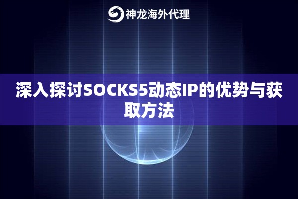 深入探讨SOCKS5动态IP的优势与获取方法