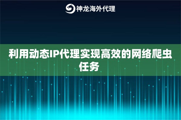 利用动态IP代理实现高效的网络爬虫任务 