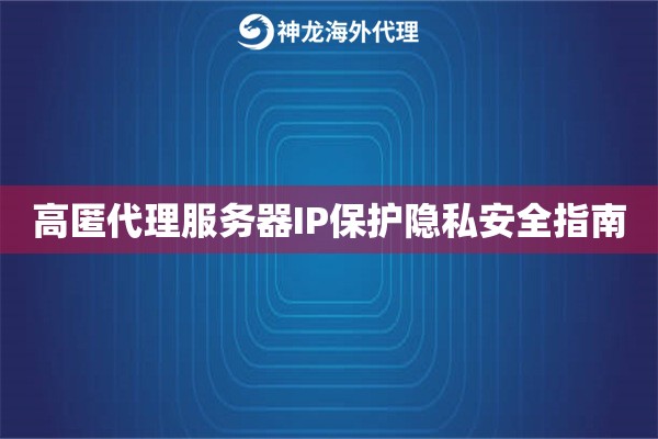 高匿代理服务器IP保护隐私安全指南