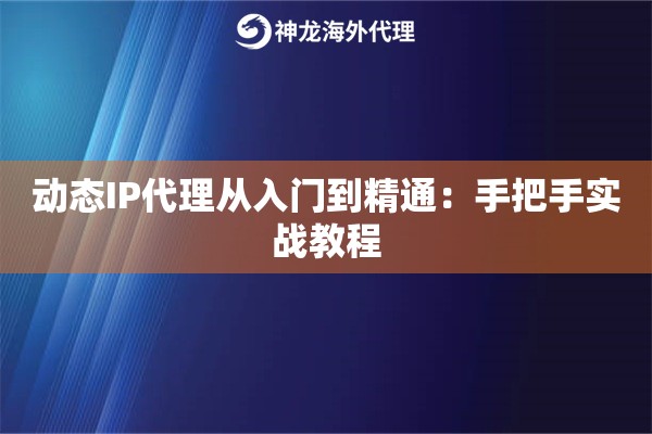 动态IP代理从入门到精通：手把手实战教程