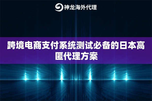 跨境电商支付系统测试必备的日本高匿代理方案