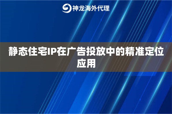 静态住宅IP在广告投放中的精准定位应用